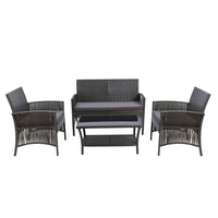 4PCS Outdoor Lounge Setting Sofa Set Patio Wicker Furniture Grey
